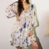 Nomad Sari Evil Eye Dress – White, Blue and Gold – Size L/XL