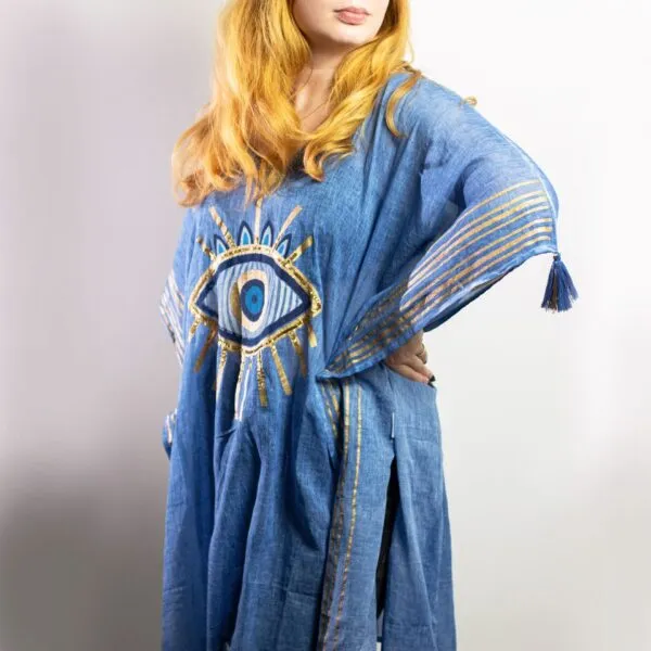 bG9jYWw6Ly9tZWRpYS8xTi9FRS82MFIzMEMxSDc0UzNFRTFOLzM3YTNkZmFiLmpwZWc.webp Nomad Sari Kaftan – Rich Blue and Gold Evil Eye Print