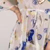 Nomad Sari Evil Eye Dress – White, Blue and Gold – Size L/XL