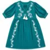 Nomad Sari On the Med Collection - Dress -  Turquoise with Embroidery and Tassel (L-XL)