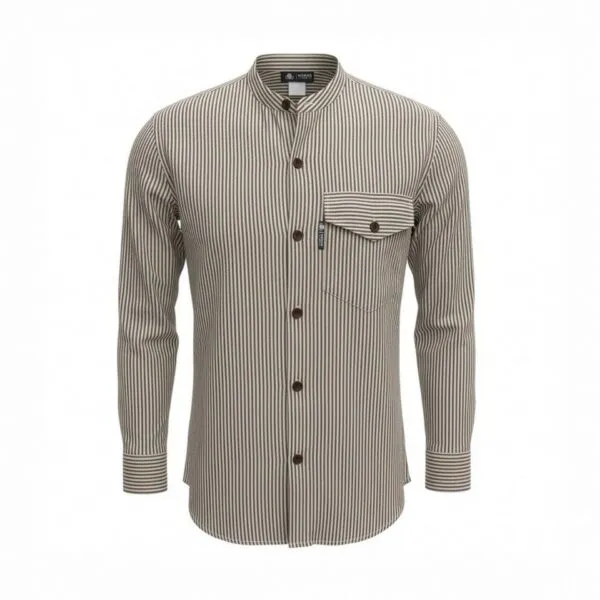 Nomad Sari Grandad Shirt - Grey Stone - Medium
