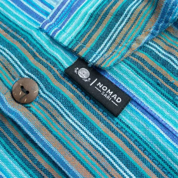 Nomad Sari Grandad Shirt - Turquoise - Large
