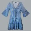 Nomad Sari Sea Blue and Gold Fish Print Dress (L/XL)