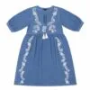 Nomad Sari On the Med Collection - Dress - Dusky Blue with Embroidery and Tassels (M-L)