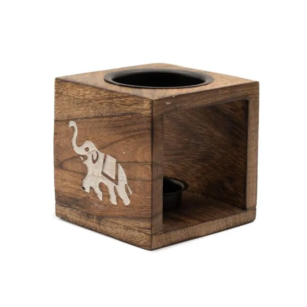 bG9jYWw6Ly9tZWRpYS8xUS9HRC82MFIzMEMxSjY0VjNHRDFRL2Y3OWUyMjAzLmpwZw.webp Square Mango Wood Oil Burner - Elephant