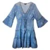 Nomad Sari Sea Blue and Gold Fish Print Dress (L/XL)