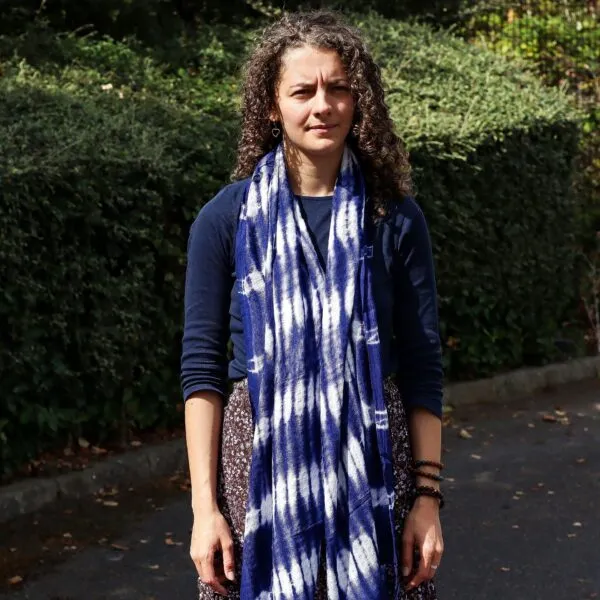 Boho Java Art Stole/Scarf - Indigo Stripes - 62x200cm