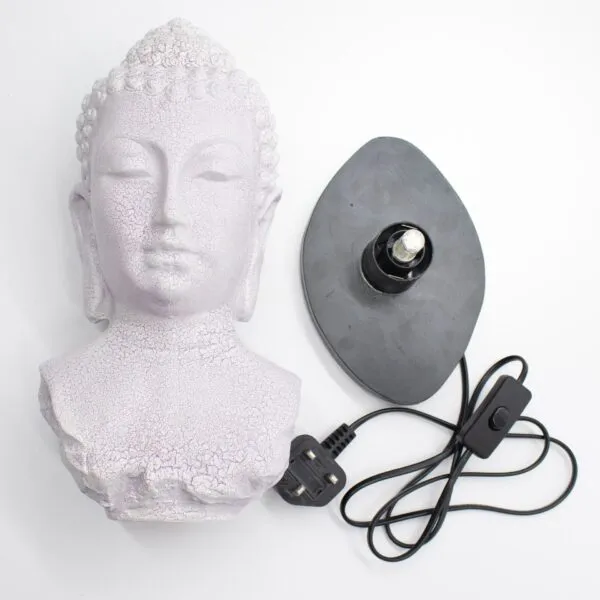Buddha Bust Lamp Lavender Crackle - Oval Stand