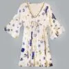 Nomad Sari Evil Eye Dress – White, Blue and Gold – Size M/L