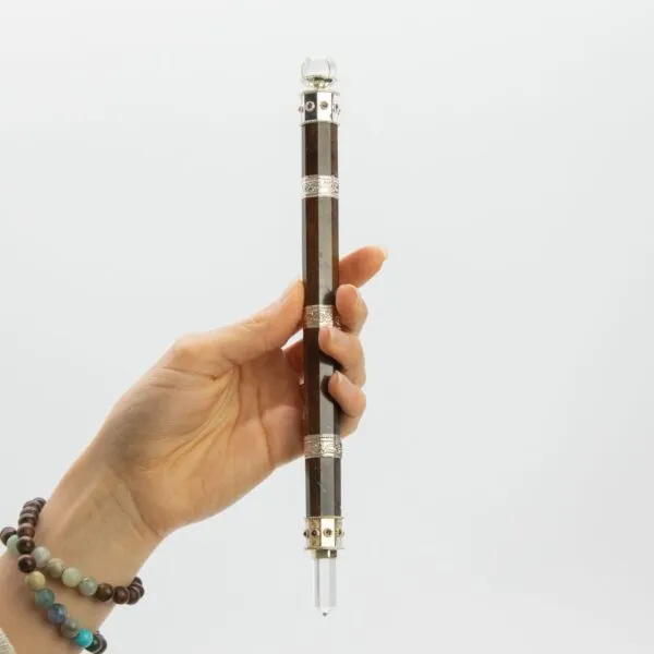 Bloodroot Soverign Wand -Extra Long Fancy Jasper Magic- Crystal Ball top - 26cm