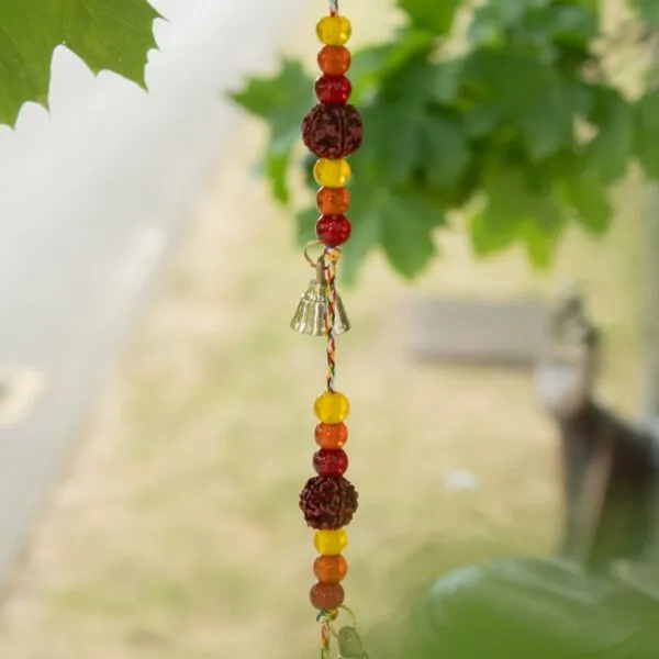 Indian Chimes - Brass Flower of Life with Rudraksha Beads String Bells