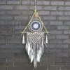 bG9jYWw6Ly9tZWRpYS9ISy9HRC82MFIzMEMxRzZNV0tHREhLL2FiMjM4NWZiLmpwZWc.webp Protection Dream Catcher - Lrg Macrame Pyramid White/Grey