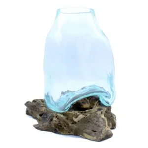 bG9jYWw6Ly9tZWRpYS9ITS8yRC82MFIzMEMxRzZXUjMyREhNLzlmNzg5MWViLmpwZWc.webp Large Molten Glass Vase - Terrarium Jar on Wood