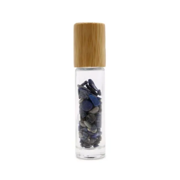 bG9jYWw6Ly9tZWRpYS9ITS9DRC82MFIzMEMxRzZSVktDREhNLzhlNTg2ZmY4LmpwZWc.webp Gemstone Essential Oil Roller Bottle - Sodalite - Wooden Cap