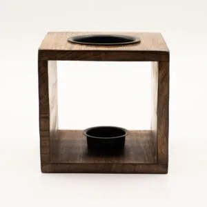 Large Square Mango Wood Oil Burner- Pentagon