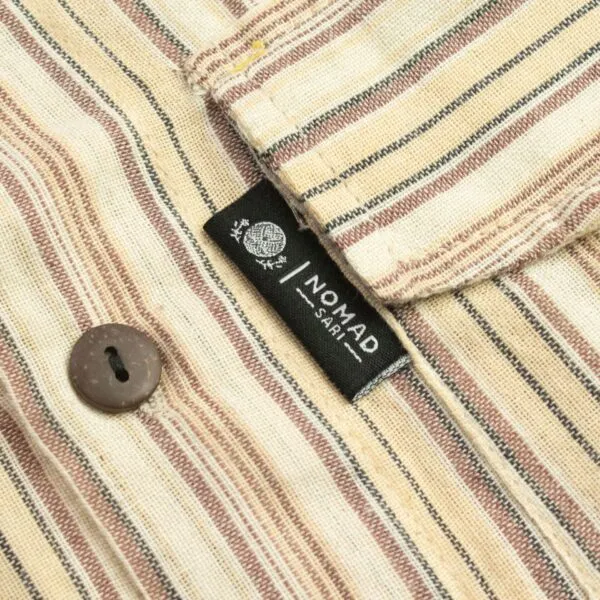bG9jYWw6Ly9tZWRpYS9IUS9FRC82MFIzMEMxSjY4VzNFREhRLzEwNjQ1MTJkLmpwZw.webp Nomad Sari Grandad Shirt - Brown Beige - Large