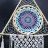 Protection Dream Catcher - Lrg Macrame Pyramid White/Turquoise