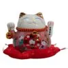 Ceramic Money Cat Moving Hand  - Pink on Cushion