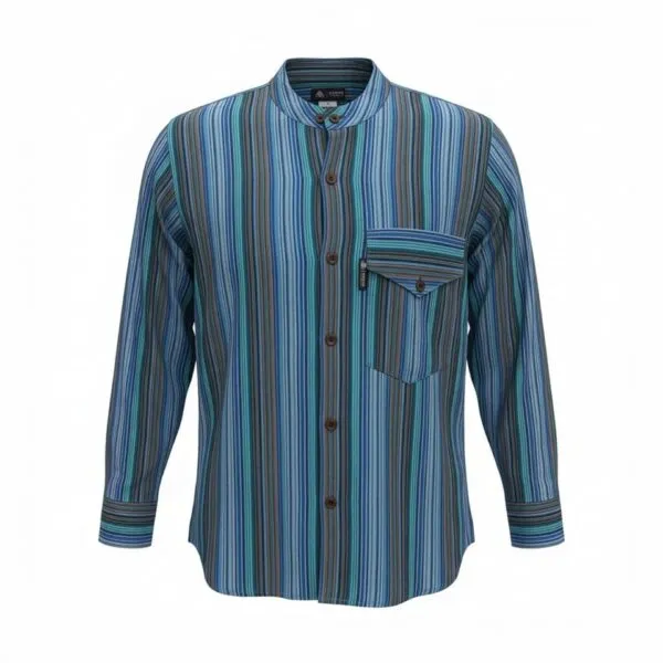 Nomad Sari Grandad Shirt - Turquoise - Medium
