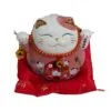 Ceramic Money Cat Moving Hand  - Pink on Cushion