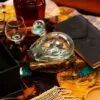 Molten Glass Duck Decanter on Wood with Stopper 19cm