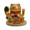 Solar Money Cat Wooden Base  - Gold moving Hand