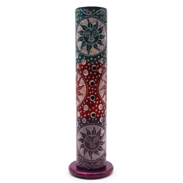 bG9jYWw6Ly9tZWRpYS9TTS80RC82MFIzMEMxRzZXVDM0RFNNLzg2OWU0M2UwLmpwZWc.webp Soapstone Round Tower Incense Holder - Suns