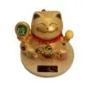 Solar Money Cat Wooden Base  - Gold moving Hand