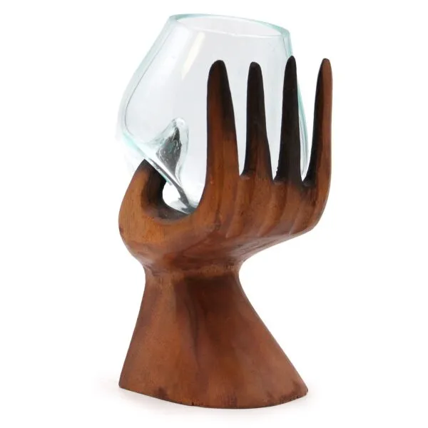 bG9jYWw6Ly9tZWRpYS9TTS9BRC82MFIzMEMxRzZSVEtBRFNNLzY0ZDE0NWVjLmpwZWc.webp Carved Hand with Molten Glass Bowl