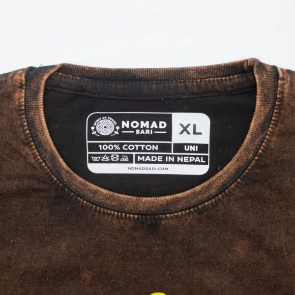 Nomad Sari Stonewashed Cotton T-Shirt - Sun and Zodiac - Brown - XL