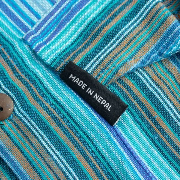 Nomad Sari Grandad Shirt - Turquoise - Medium