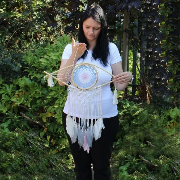 Evil Eye Macramé Dream Catcher Brown/White/Grey
