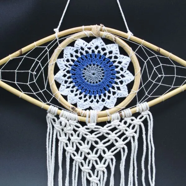 Compact Evil Eye Macramé Dream Catcher