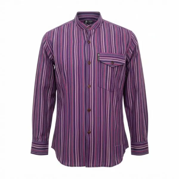 bG9jYWw6Ly9tZWRpYS9TUy9FRC82MFIzMEMxSjY4VzNFRFNTLzIyZWUzMGFkLmpwZw.webp Nomad Sari Grandad Shirt - Black Purple - Medium