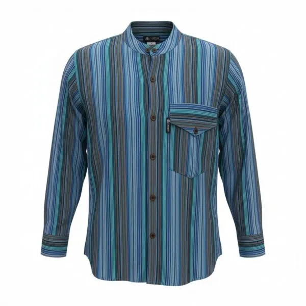 Nomad Sari Grandad Shirt - Turquoise - Large