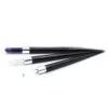 Crystal Healing Wand Set Quartz Gemstone Black Trio Pack Three black crystal healing wands with faceted amethyst, clear quartz, and rose quartz tips.