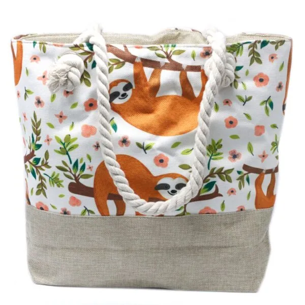 Sloths Design Beach Tote Bag with Rope Handle