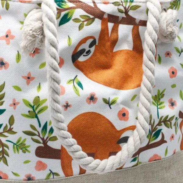 Sloths Design Beach Tote Bag with Rope Handle