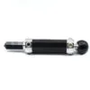 Polished black obsidian gemstone wand featuring silver accents and a conical tip.