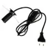 Salt Lamp Fitting Plastic Cable Black EU Plug With Switch Black salt lamp fitting with EU plug, inline switch, and metal spring clip.
