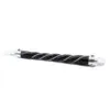 Crystal Magic Wand Twisted Wood Black Silver Quartz Point Black twisted wood magic wand with silver wire, quartz point, and crystal sphere.