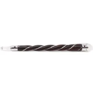 Ceremonial dark wood wand with a silver double helix twist and clear crystal points.