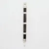 Hexagonal dark wooden magic wand with filigree metal ferrules and a clear crystal point.