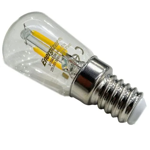 Energizer E14 Fridge Bulb Clear Glass Warm White 2W LED Energizer E14 clear glass 2W warm white LED fridge light bulb.