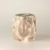 Tealight Candle Holder Himalayan Salt Grey Rough Block Lit candle inside a rough grey Himalayan rock salt tealight holder.