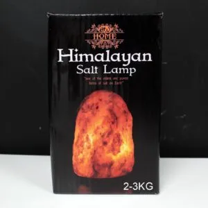 AW Home Himalayan Salt Lamp Natural Rock Orange Wooden Base Black packaging box for the AW Home 2-3kg Himalayan salt lamp.