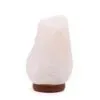 Natural pink Himalayan salt block crystal mounted on a round wooden base.