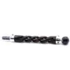 Amethyst Pointed Wand - Ebonised Wood Purple Crystal Tip Healing Wand - Copper Pipe Amethyst pointed wand featuring black ebonised wood, silver accents, and purple crystal tip.