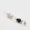 Healing Crystal Wand Sterling Silver Purple Amethyst Point Handcrafted sterling silver healing wand featuring purple amethyst cabochon and clear quartz points.