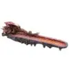Hand-painted red and gold resin dragon backflow incense burner with molten smoke channel.